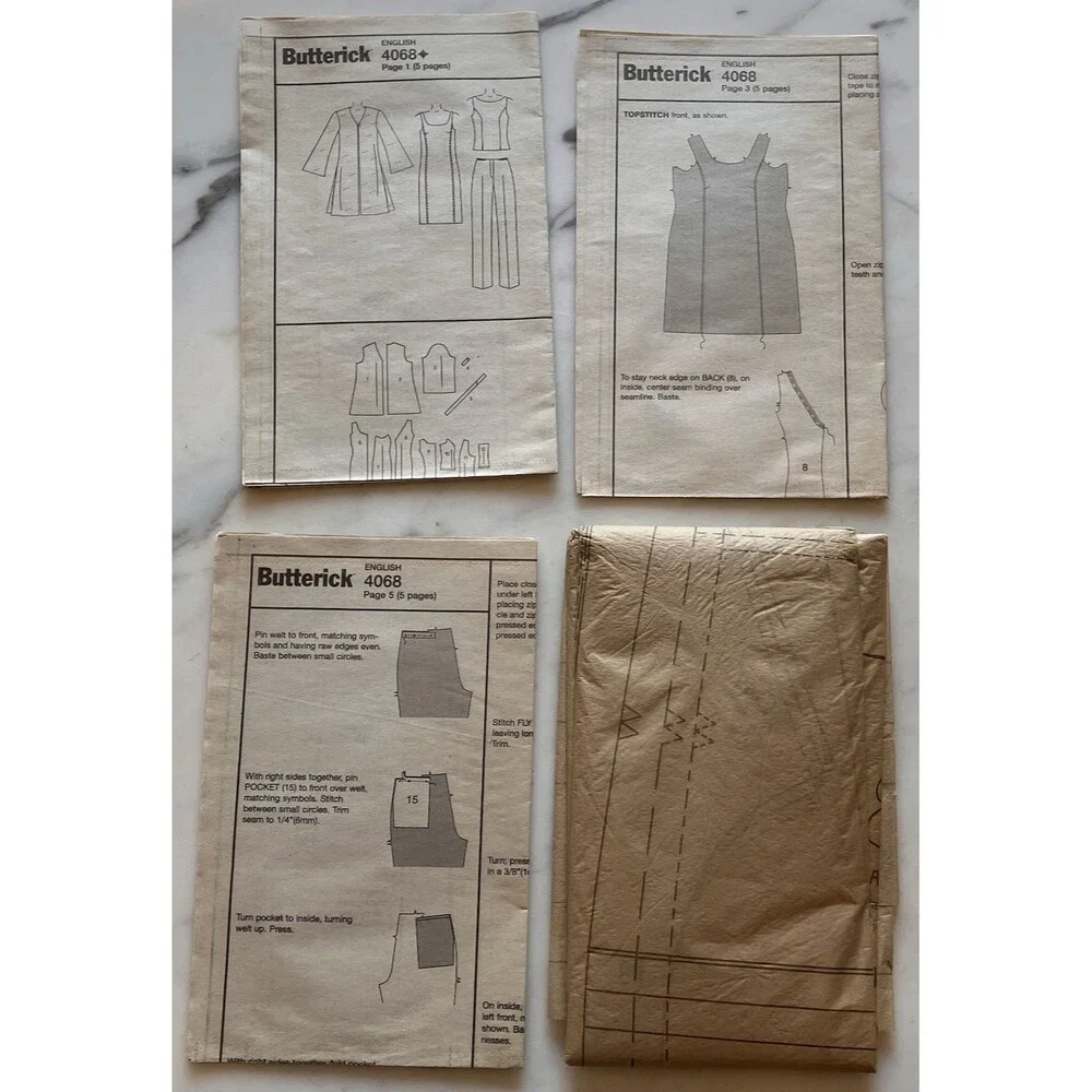 Butterick P405 Misses Petite Jacket Dress Top Pants Sewing Pattern Size 18-20-22